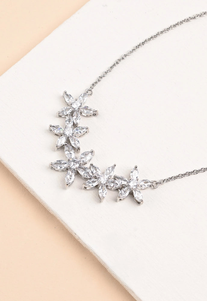 RADIANT BLOOM PLATINUM ZIRCON NECKLACE