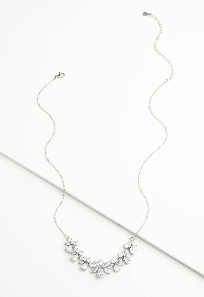 GLITTERING GARLAND PLATINUM ZIRCON NECKLACE