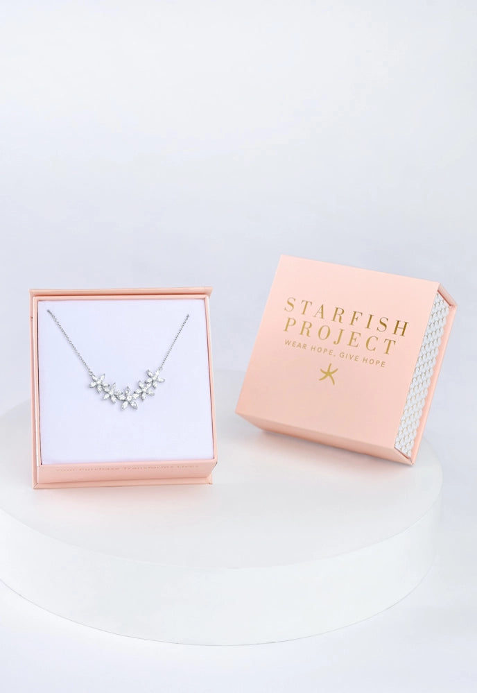 RADIANT BLOOM PLATINUM ZIRCON NECKLACE