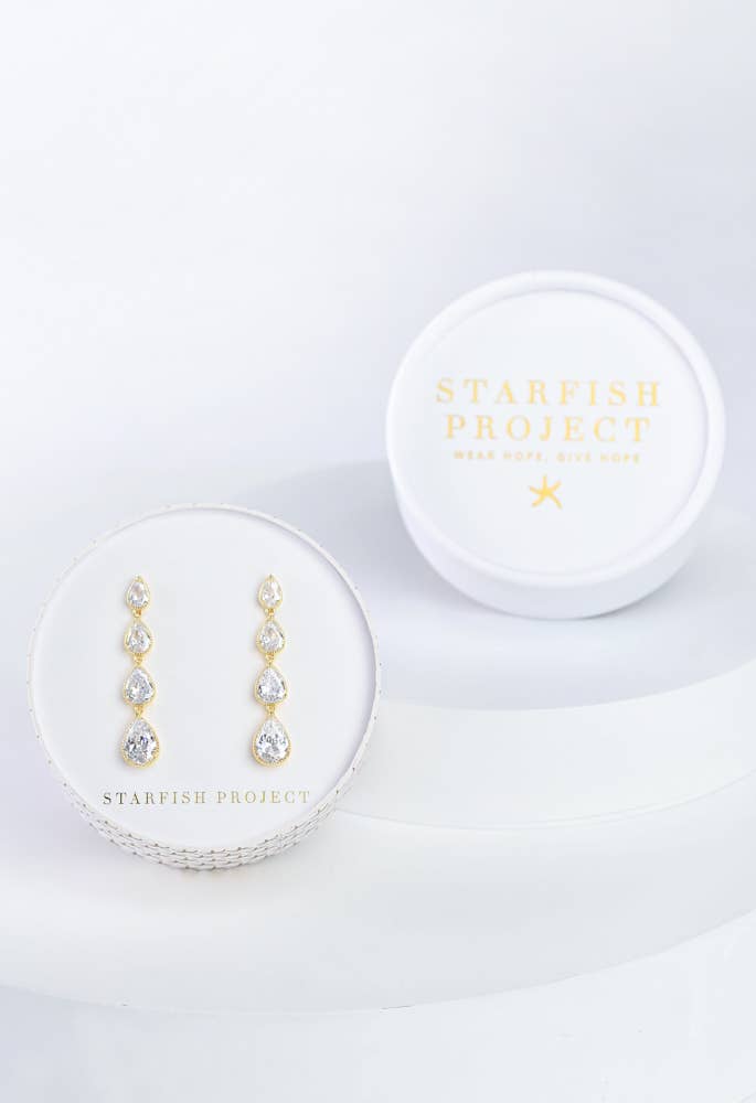 DROPS OF ELEGANCE GOLD & ZIRCON EARRINGS