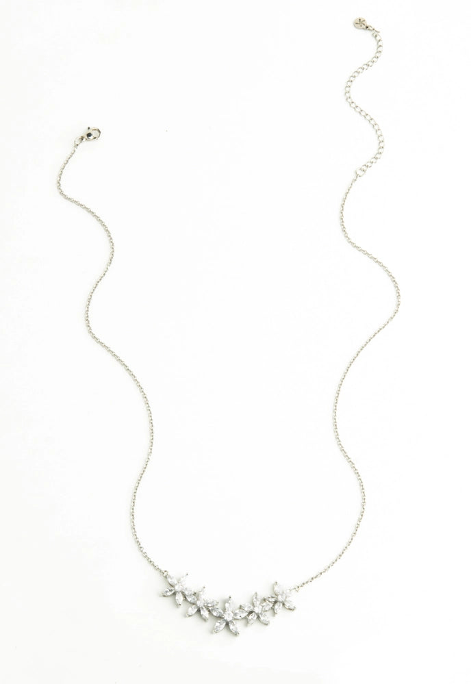 RADIANT BLOOM PLATINUM ZIRCON NECKLACE