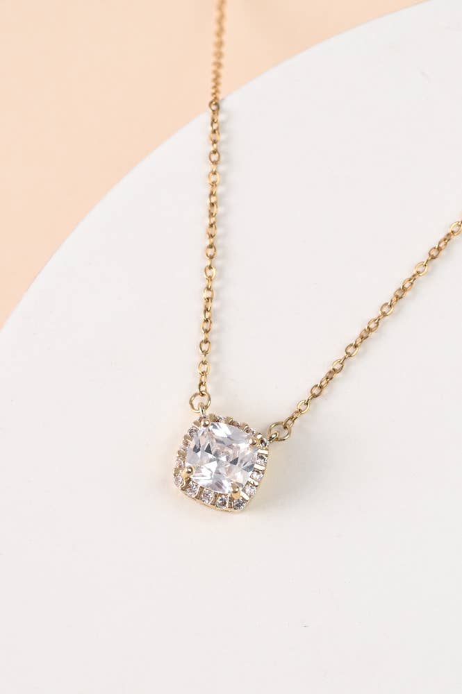 FOREVER CUSHION CUT ZIRCON NECKLACE