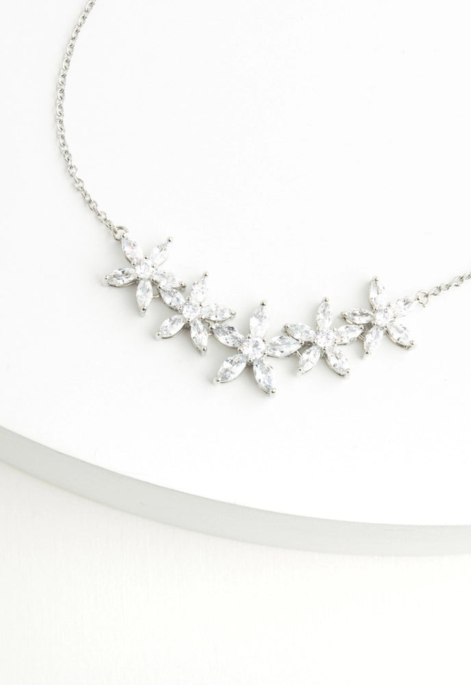 RADIANT BLOOM PLATINUM ZIRCON NECKLACE