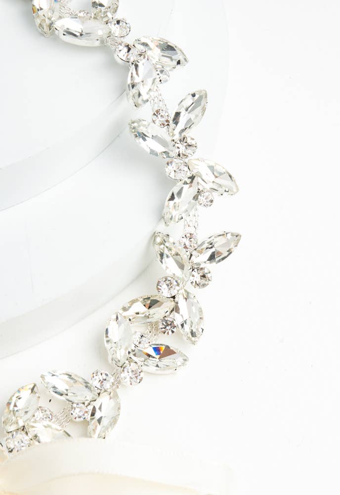 CRYSTAL SERENADE SILK RIBBON BRIDAL HEADBAND