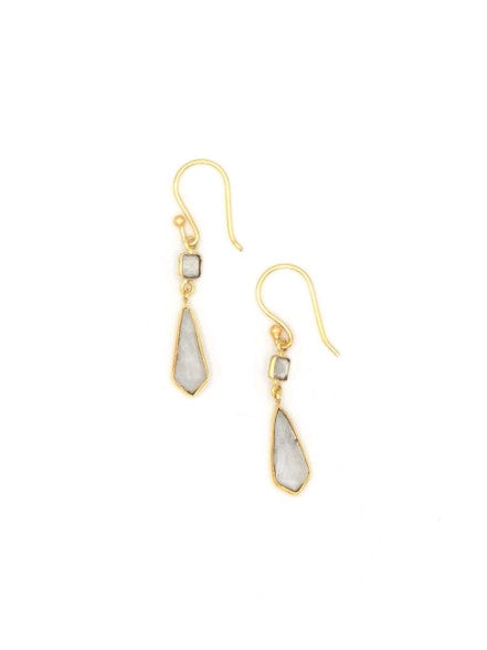 GEOMETRIC ELEGANCE WHITE DROP EARRINGS