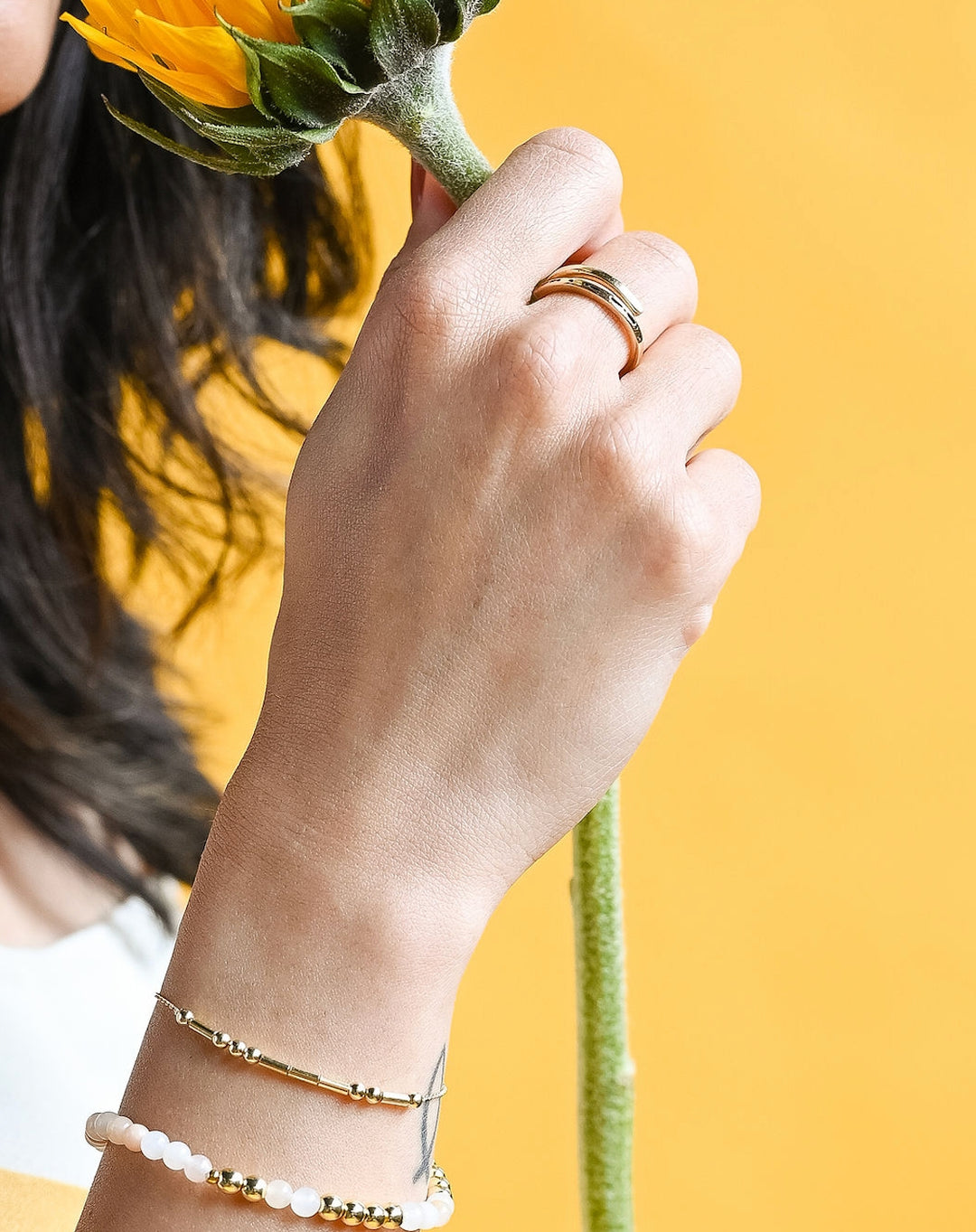 GOLD MORSE CODE RING: MAMA