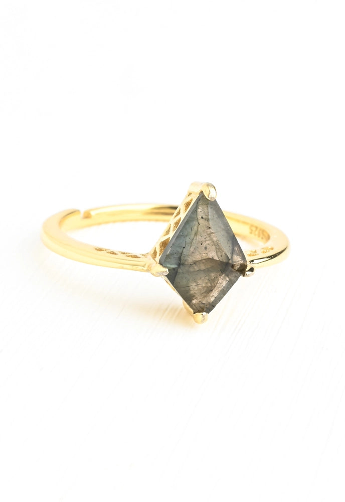 LABRADORITE AND GOLD RING SET