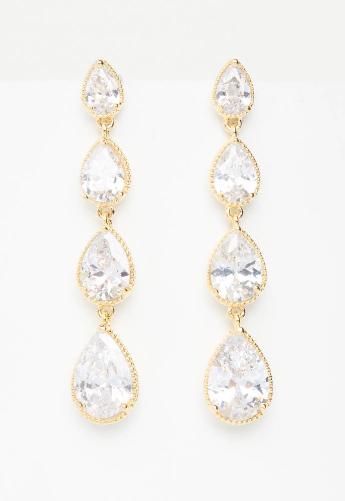 DROPS OF ELEGANCE GOLD & ZIRCON EARRINGS