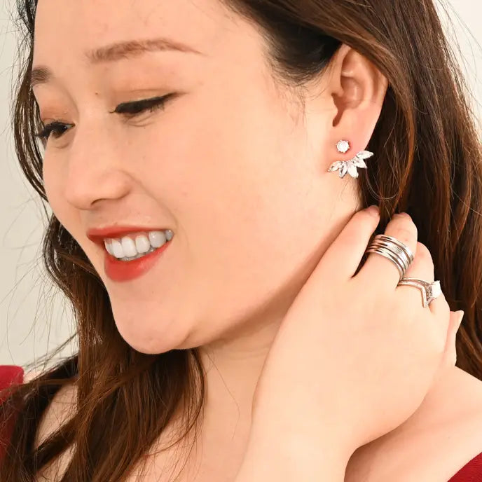 MOONSTONE AND PLATINUM RING SET