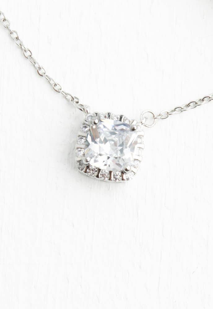 FOREVER CUSHION CUT ZIRCON NECKLACE