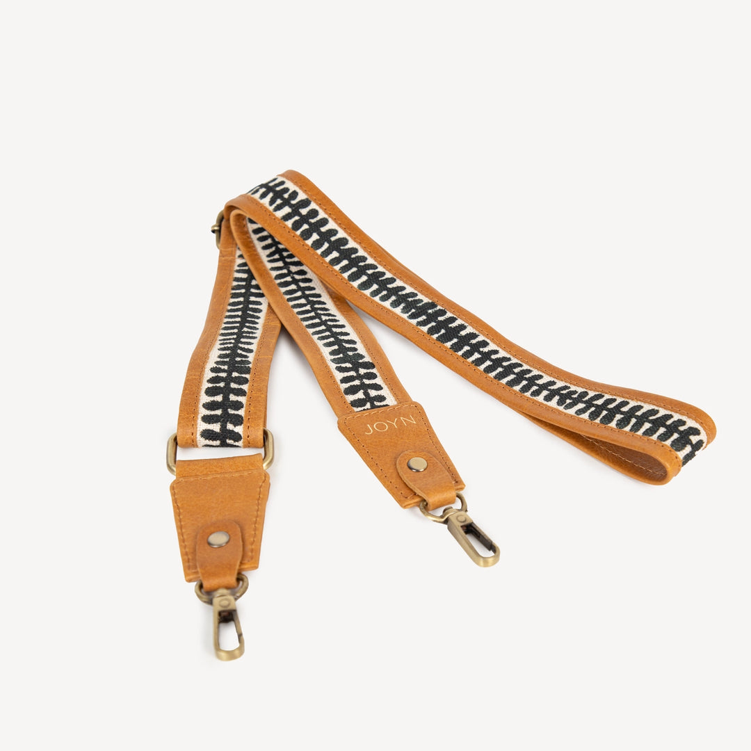 BLOCK PRINT & LEATHER BAG/CAMERA STRAPS