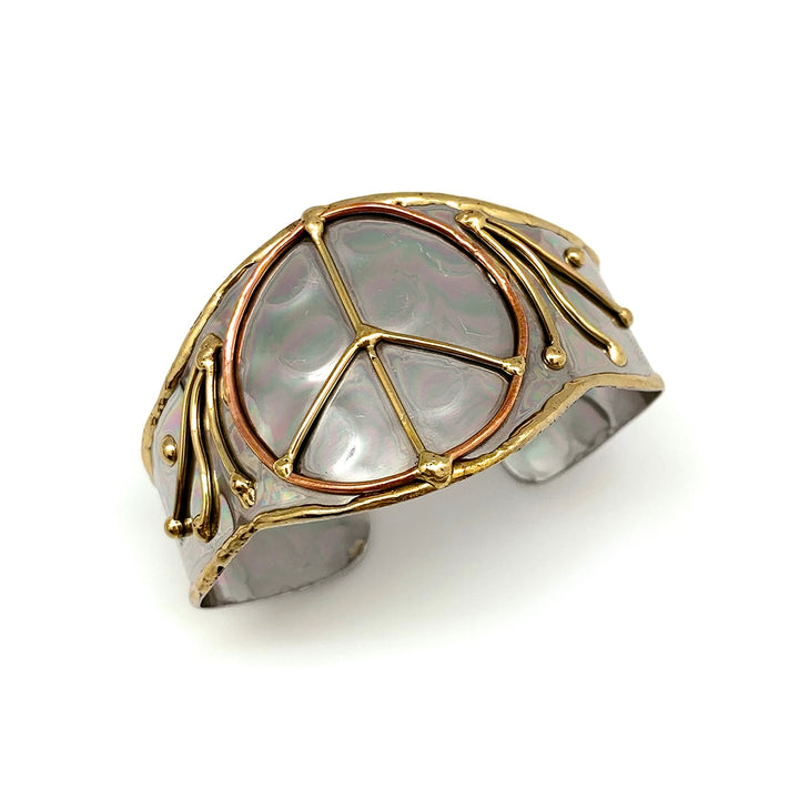 MIXED METAL PEACE SIGN CUFF