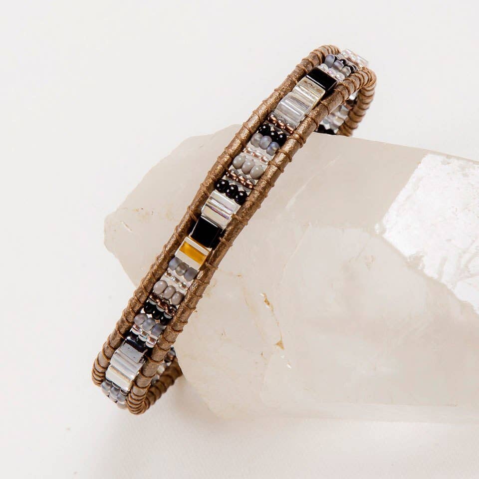 LEATHER + MIYUKI BEAD HANDMADE BRACELET