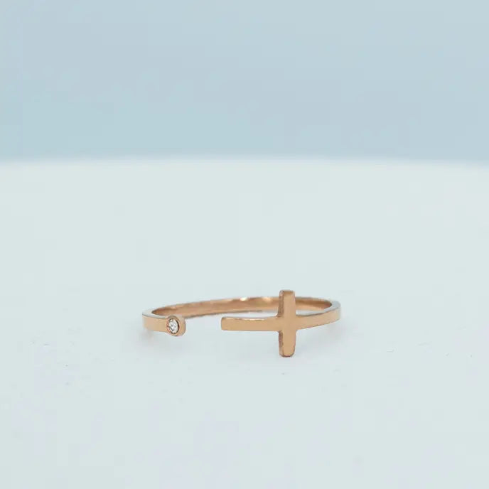 STARFISH ROSE GOLD CROSS RING