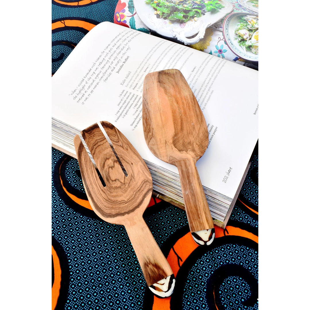 OLIVE WOOD SALAD SERVER SET