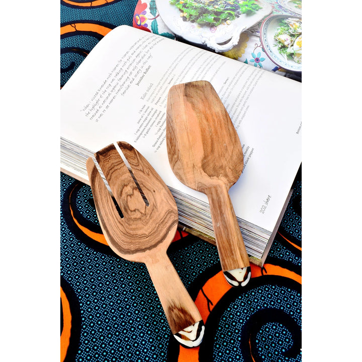 OLIVE WOOD SALAD SERVER SET
