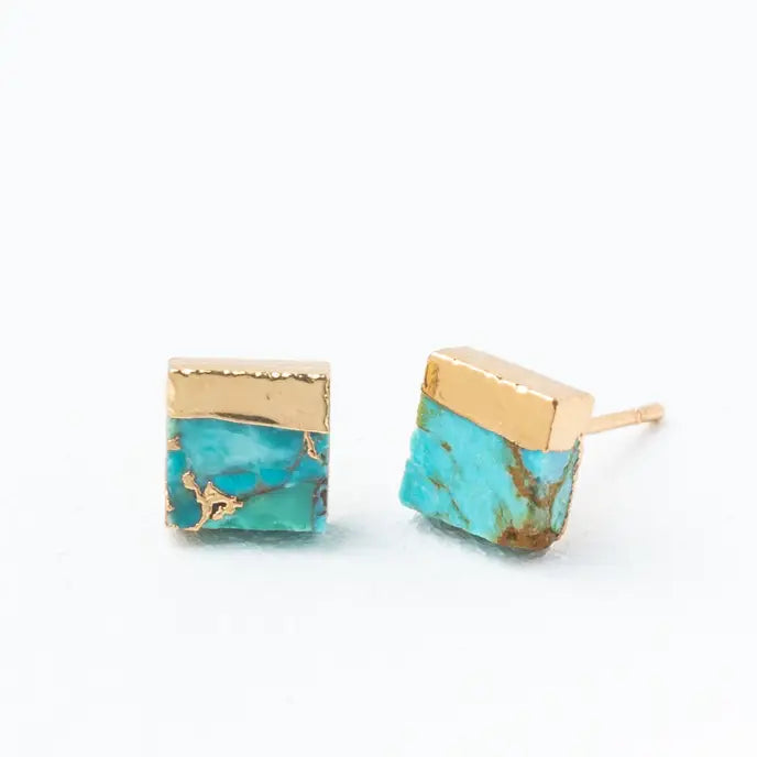 STARFISH SQUARE TURQUOISE STUD EARRINGS