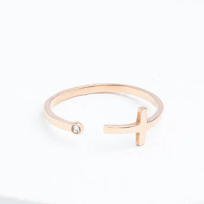 STARFISH ROSE GOLD CROSS RING
