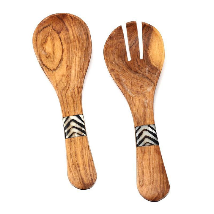 SMALL OLIVE WOOD SERVING SET
