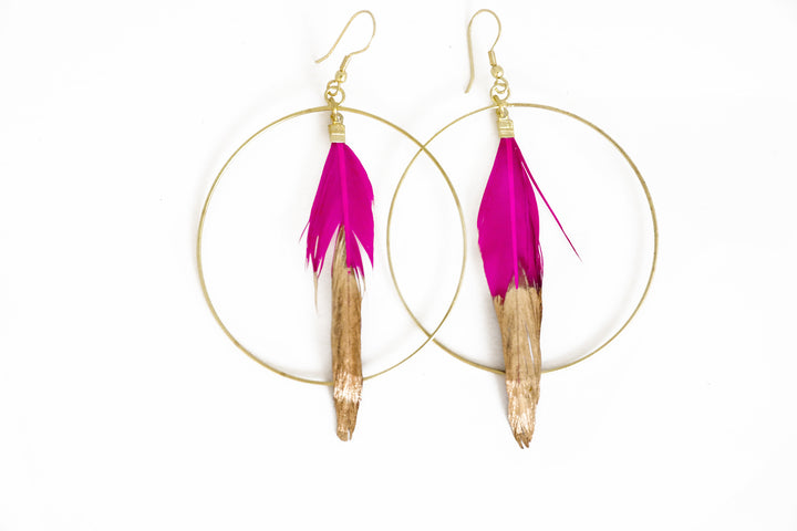 FUCHSIA FEATHER EARRINGS