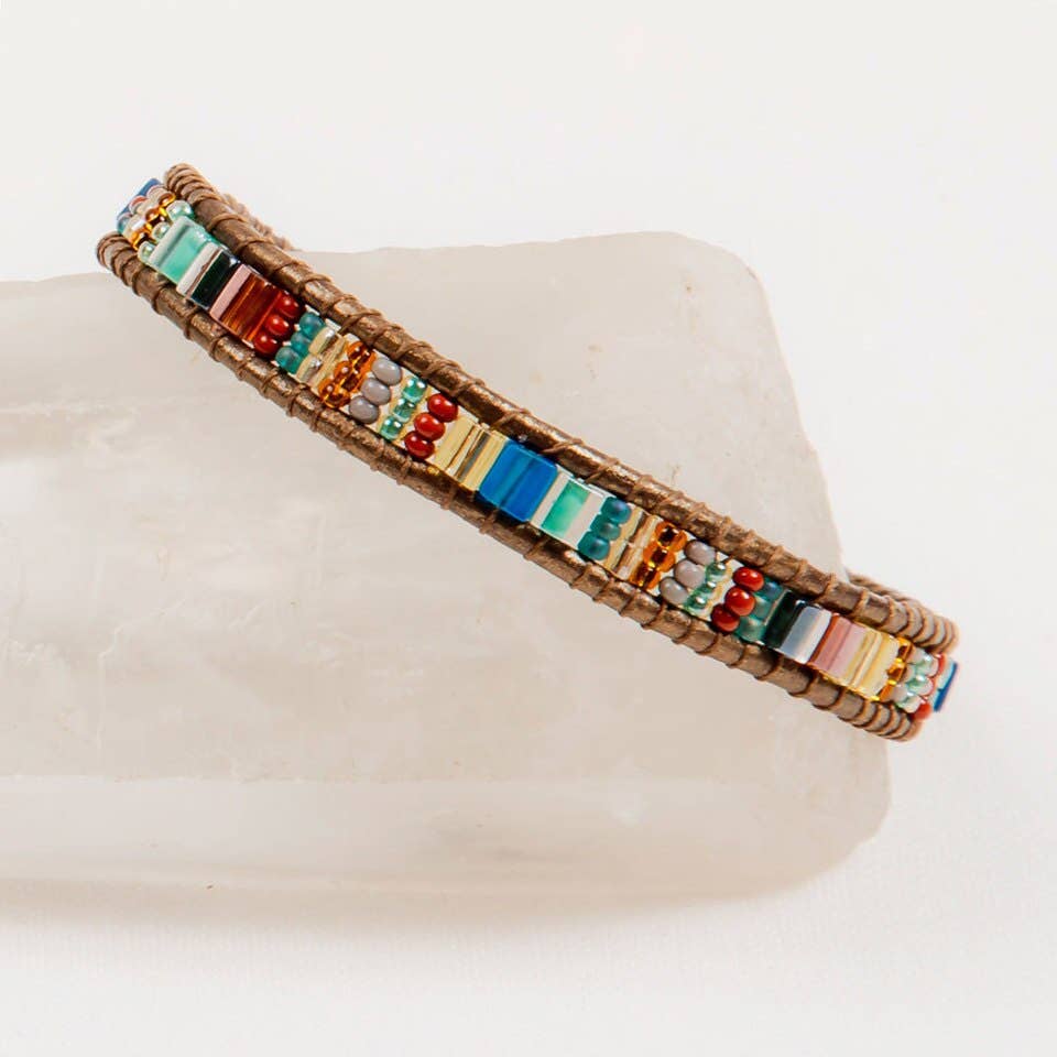LEATHER + MIYUKI BEAD HANDMADE BRACELET
