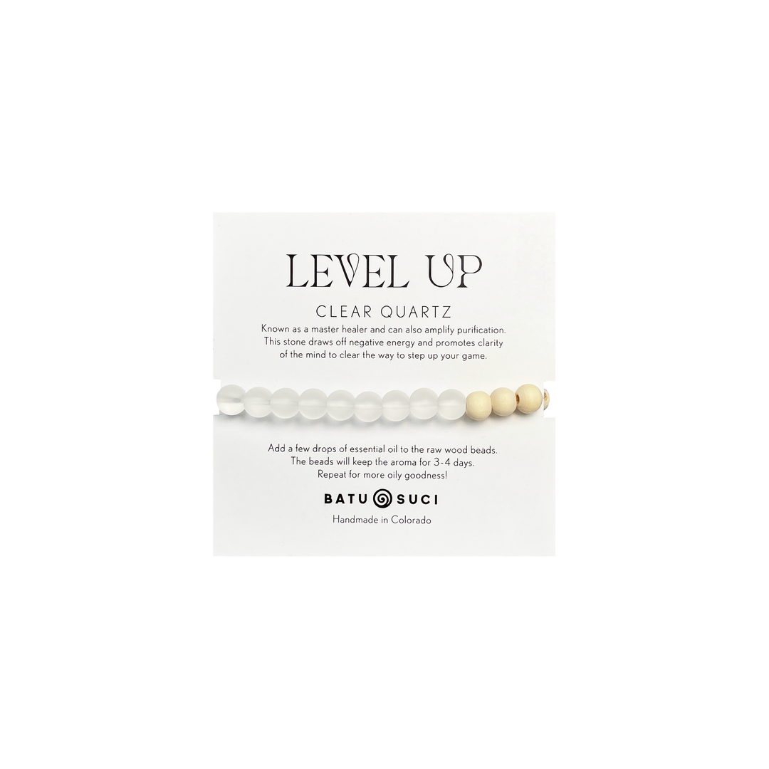 LEVEL UP CLEAR QUARTZ DIFFUSER BRACELET