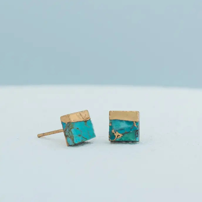 STARFISH SQUARE TURQUOISE STUD EARRINGS