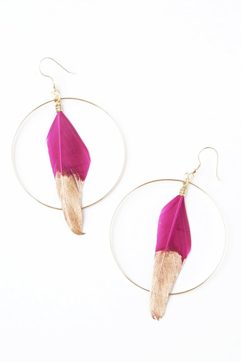 FUCHSIA FEATHER EARRINGS