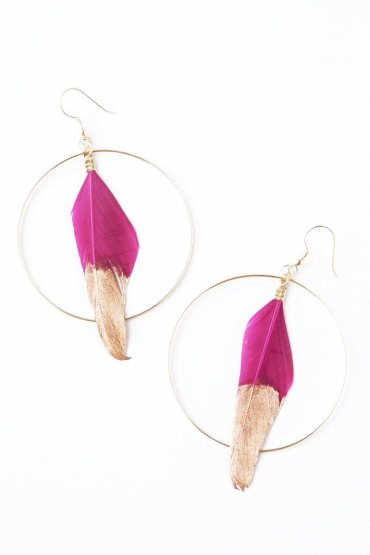FUCHSIA FEATHER EARRINGS