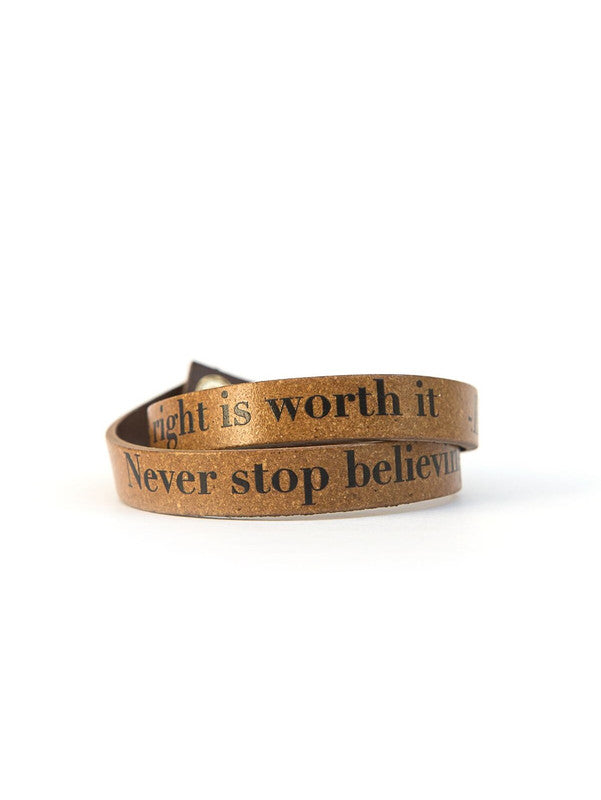 QUOTABLE RECYCLED LEATHER WRAP BRACELET