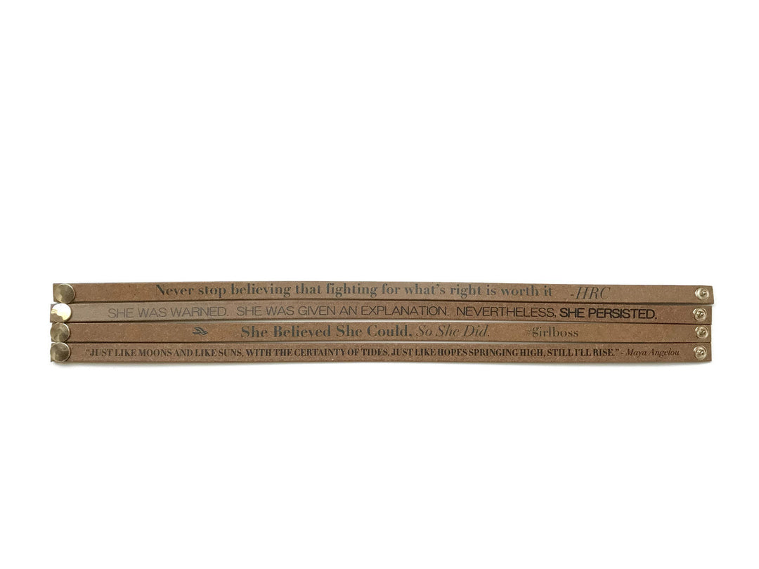 QUOTABLE RECYCLED LEATHER WRAP BRACELET