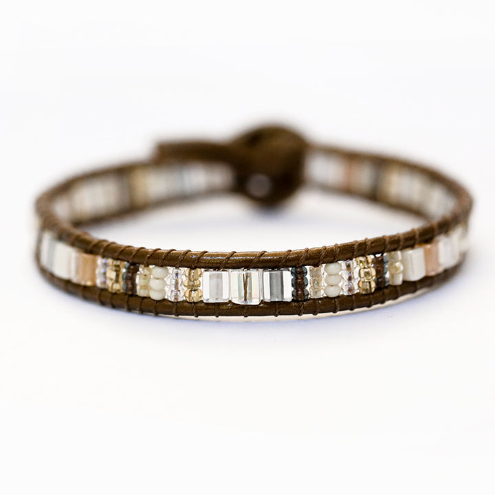 LEATHER + MIYUKI BEAD HANDMADE BRACELET