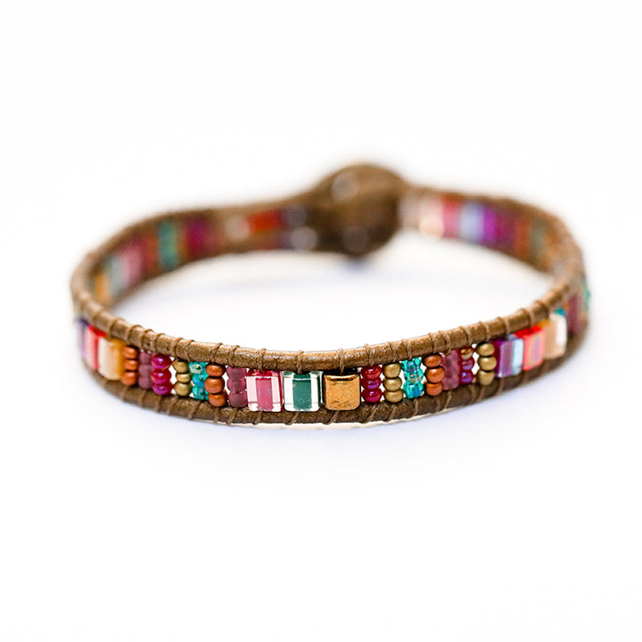 LEATHER + MIYUKI BEAD HANDMADE BRACELET