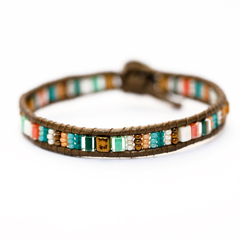 LEATHER + MIYUKI BEAD HANDMADE BRACELET