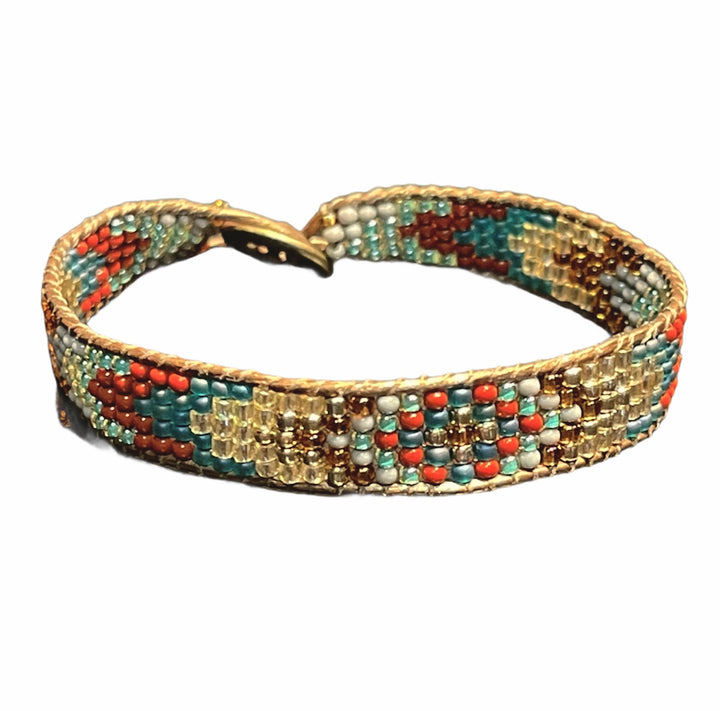 GOLD + GLASS BEADED BRACELET