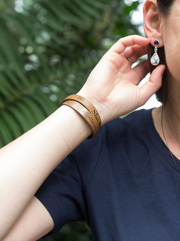 QUOTABLE RECYCLED LEATHER WRAP BRACELET
