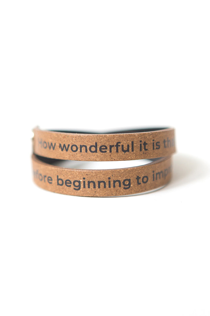 QUOTABLE RECYCLED LEATHER WRAP BRACELET