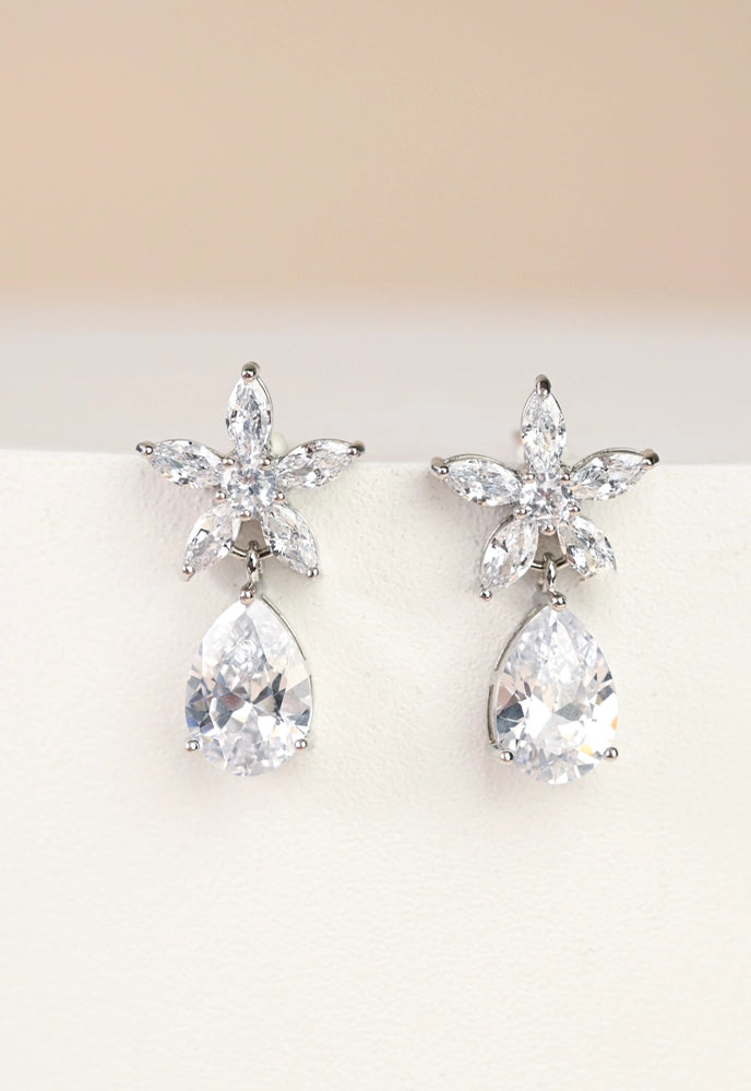 RADIANT BLOOM PLATINUM & ZIRCON EARRINGS