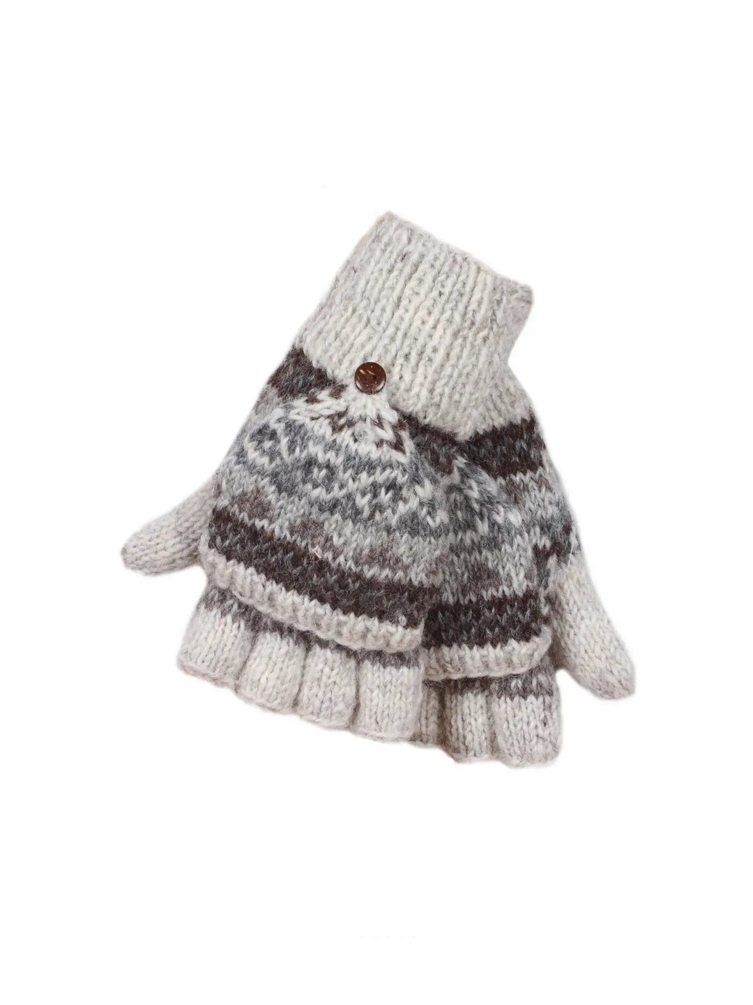 HAND KNITTED GLOVE/MITTENS: FAIRISLE NATURAL