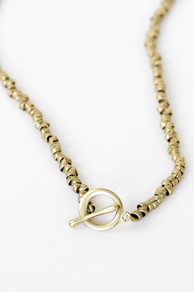 BRASS TOGGLE ARTILLERY LAYERING NECKLACE