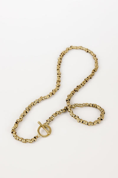 BRASS TOGGLE ARTILLERY LAYERING NECKLACE