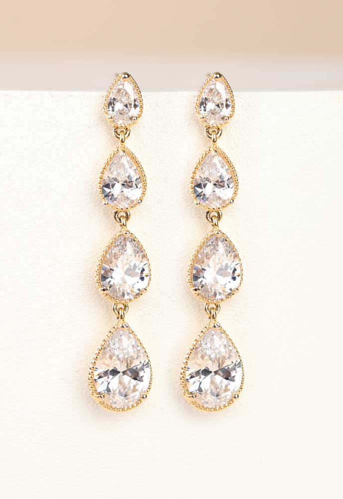 DROPS OF ELEGANCE GOLD & ZIRCON EARRINGS