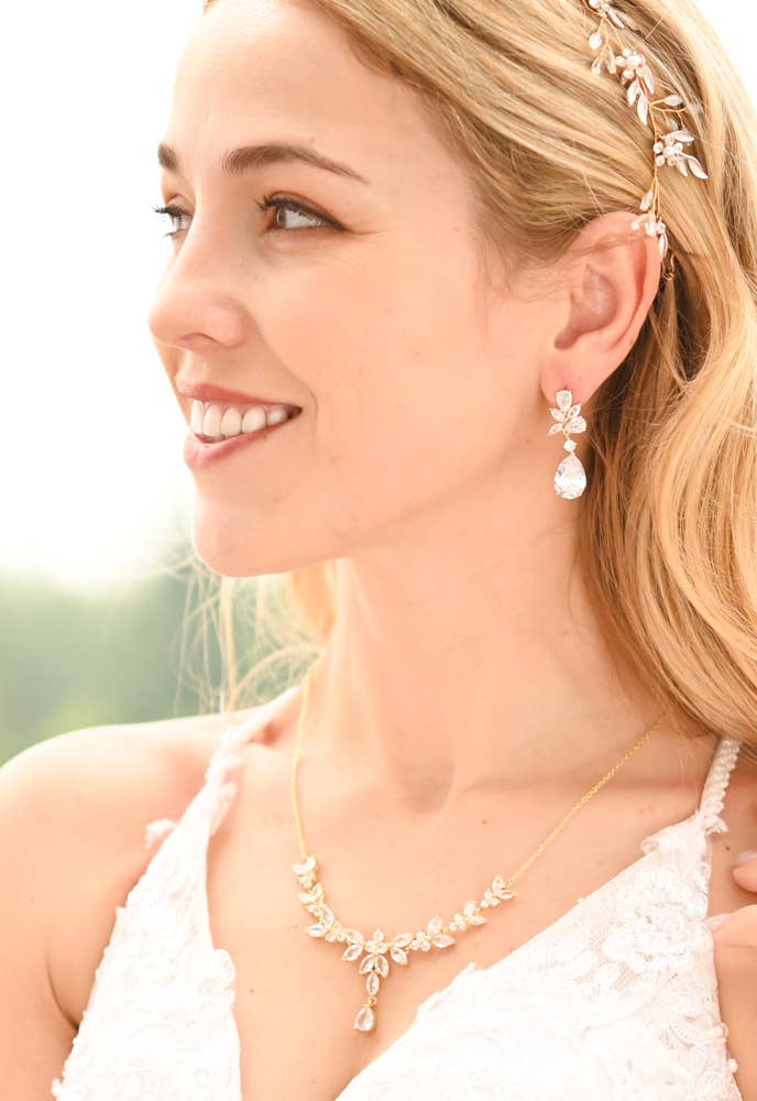 GLITTERING GARLAND ZIRCON DROP EARRINGS