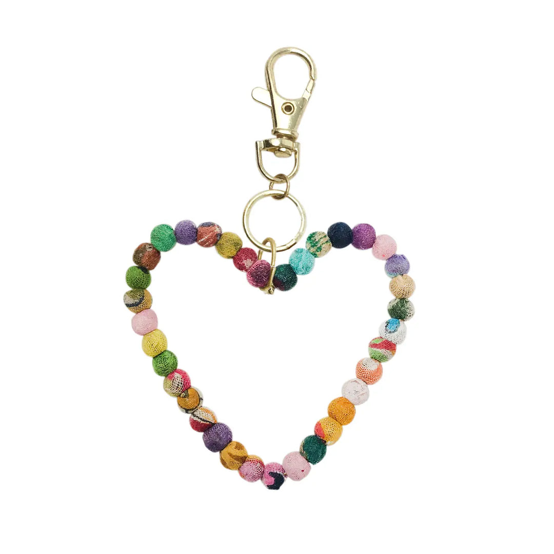 KANTHA HEART KEYCHAIN BAG CLIP