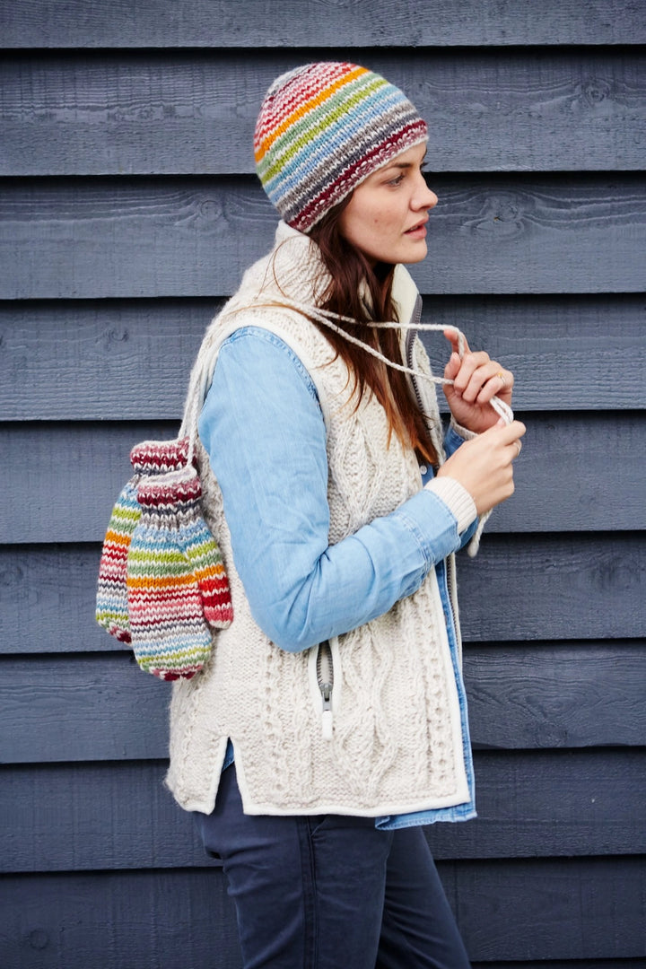HAND KNITTED MITTENS: RAINBOW STRIPE