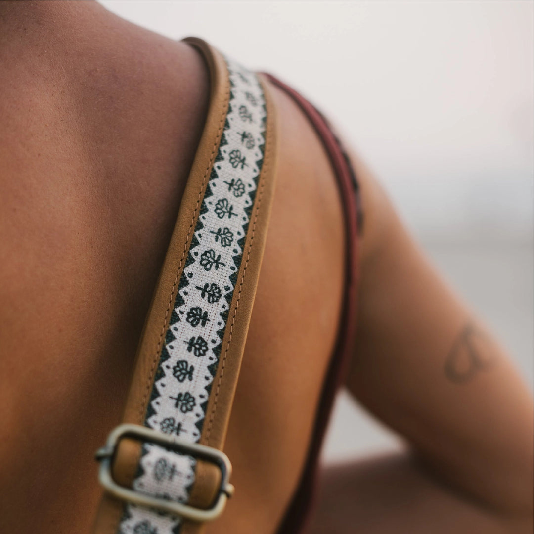 BLOCK PRINT & LEATHER BAG/CAMERA STRAPS