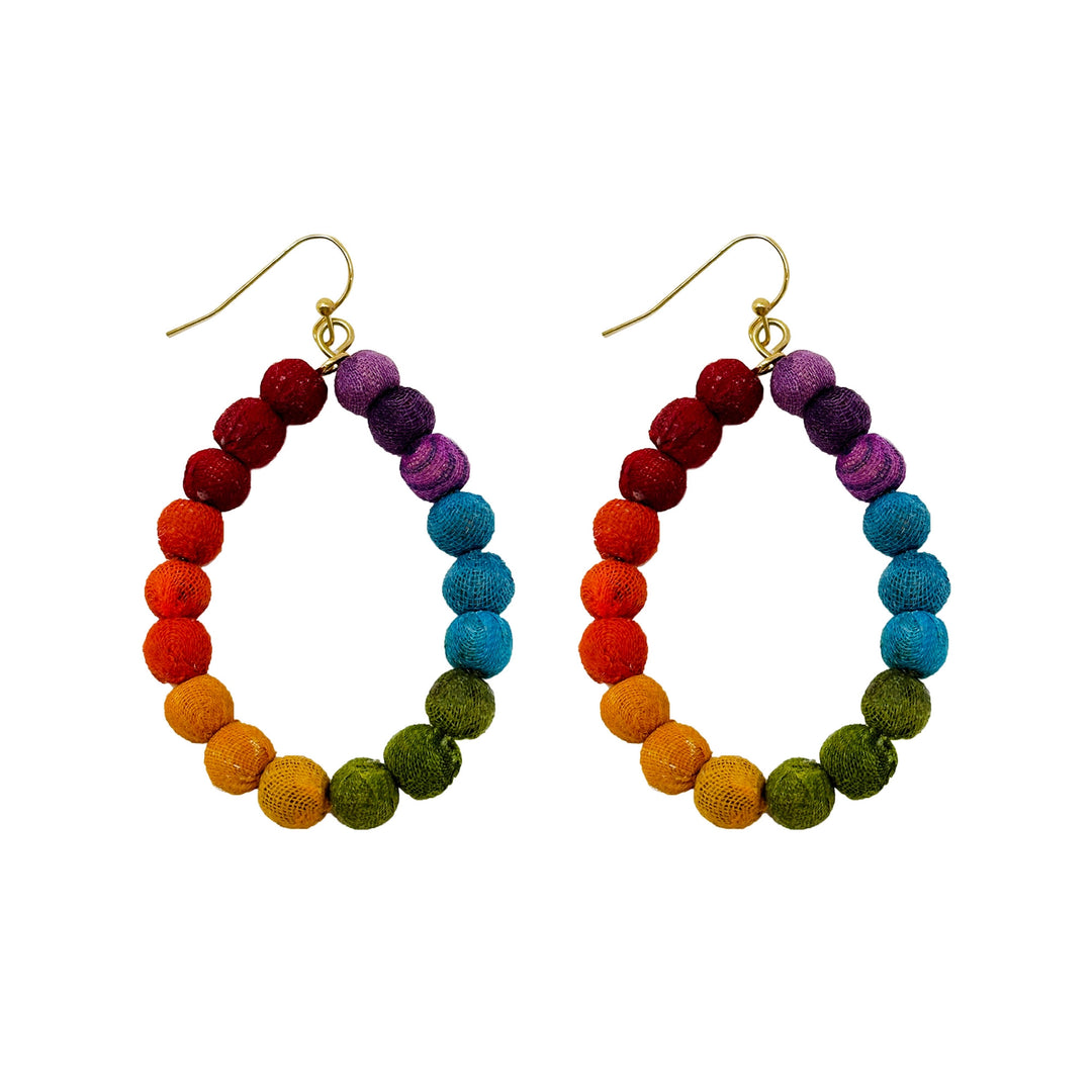 KANTHA RAINBOW TEARDROP EARRINGS