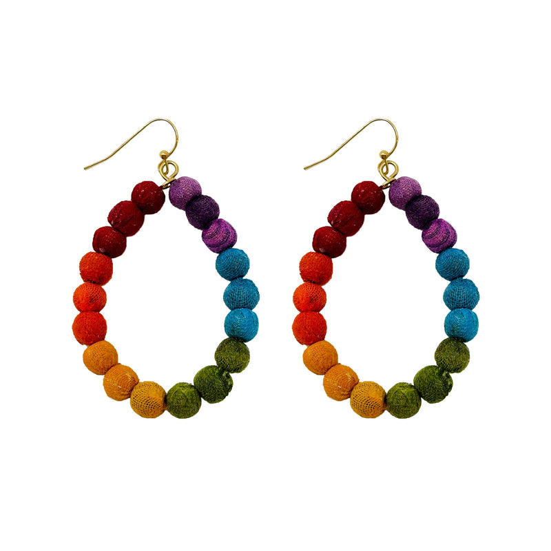 KANTHA RAINBOW TEARDROP EARRINGS