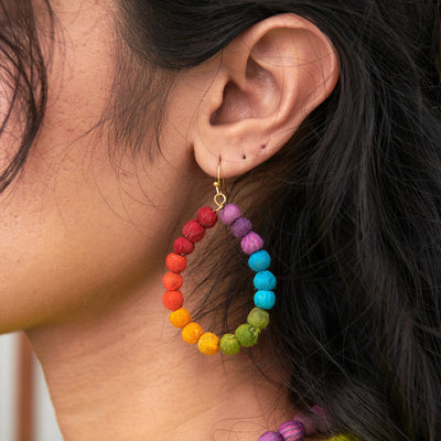 KANTHA RAINBOW TEARDROP EARRINGS