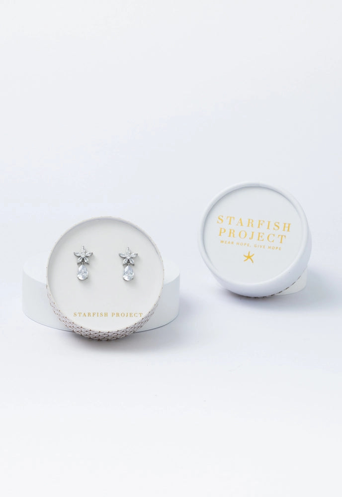 RADIANT BLOOM PLATINUM & ZIRCON EARRINGS